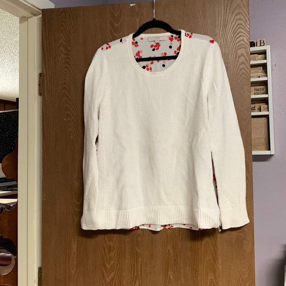 Loft Mix Media Cream Sweater